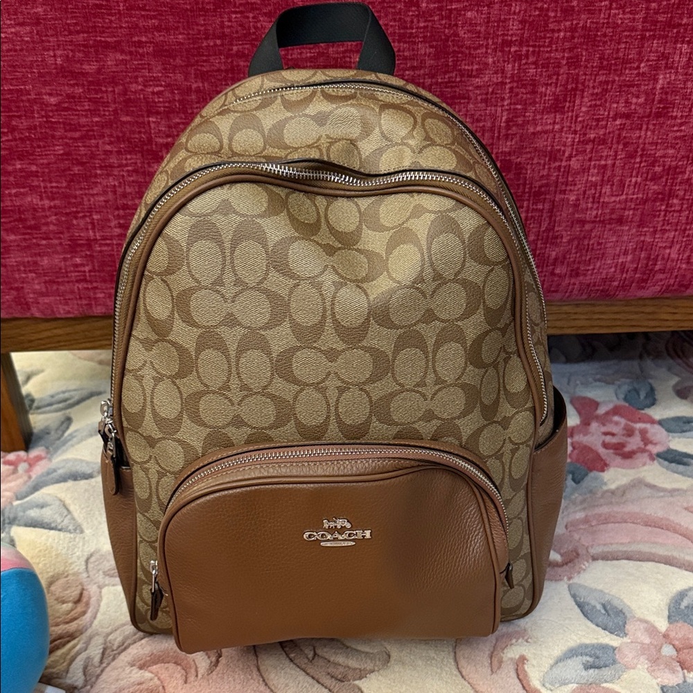 Coach Tan and Brown Signature Backpack